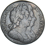 1694 Halfpenny - William & Mary British Copper Coin - Nice
