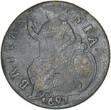 1697 Halfpenny - William III British Copper Coin