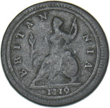 1719 Halfpenny - George I British Copper Coin