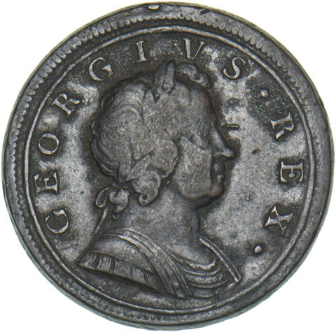 1721 Halfpenny - George I British Copper Coin