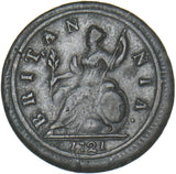 1721 Halfpenny - George I British Copper Coin