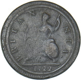 1722 Halfpenny - George I British Copper Coin