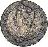 1729 Halfpenny - George II British Copper Coin - Nice