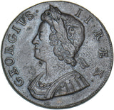 1733 Halfpenny - George II British Copper Coin - Very Nice