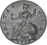 1733 Halfpenny - George II British Copper Coin - Very Nice