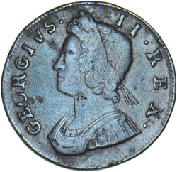 1734 Halfpenny - George II British Copper Coin