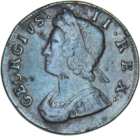 1734 Halfpenny - George II British Copper Coin