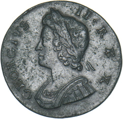 1734 Halfpenny - George II British Copper Coin