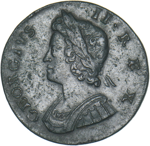 1734 Halfpenny - George II British Copper Coin