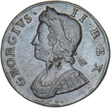 1734 Halfpenny - George II British Copper Coin