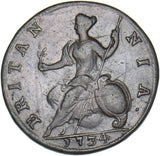 1734 Halfpenny - George II British Copper Coin