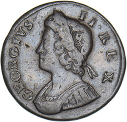 1735 Halfpenny - George II British Copper Coin - Nice
