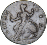 1735 Halfpenny - George II British Copper Coin - Nice