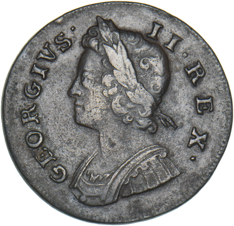 1739 Halfpenny - George II British Copper Coin - Nice
