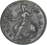 1739 Halfpenny - George II British Copper Coin - Nice