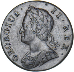 1740 Halfpenny - George II British Copper Coin - Nice