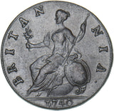 1740 Halfpenny - George II British Copper Coin - Nice
