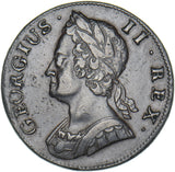 1742 Halfpenny - George II British Copper Coin - Very Nice
