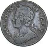 1743 Halfpenny - George II British Copper Coin - Nice