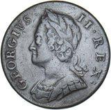 1751 Halfpenny - George II British Copper Coin - Nice