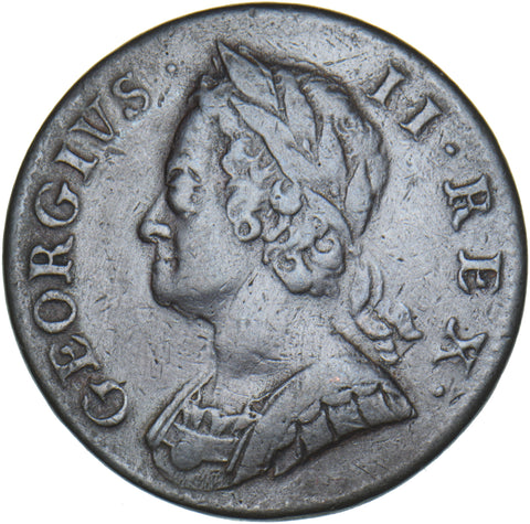 1751 Halfpenny - George II British Copper Coin - Nice