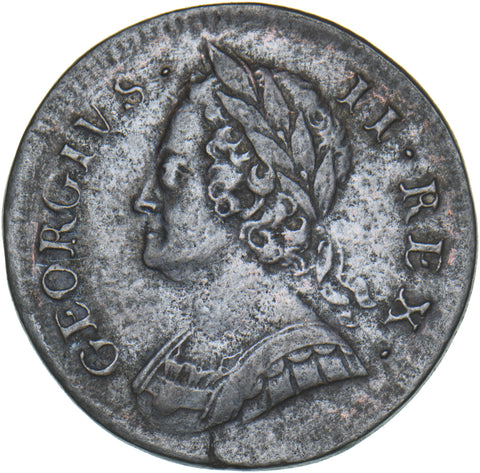 1751 Halfpenny - George II British Copper Coin - Nice