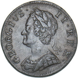1753 Halfpenny - George II British Copper Coin - Very Nice
