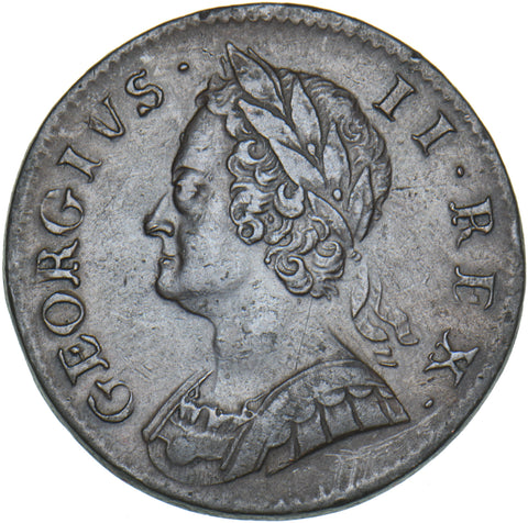 1753 Halfpenny - George II British Copper Coin - Very Nice
