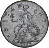 1753 Halfpenny - George II British Copper Coin - Very Nice