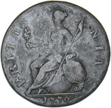 1770 Halfpenny - George III British Copper Coin