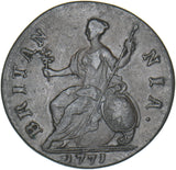 1771 Halfpenny - George III British Copper Coin - Nice