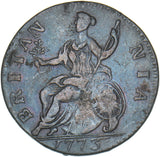 1773 Halfpenny (Contemporary Counterfeit) - George III British Copper Coin