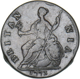 1773 Halfpenny (Contemporary Counterfeit) - George III British Copper Coin -Nice