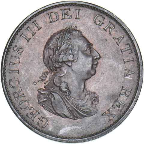 1799 Halfpenny - George III British Copper Coin - Very Nice