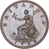 1799 Halfpenny - George III British Copper Coin - Superb