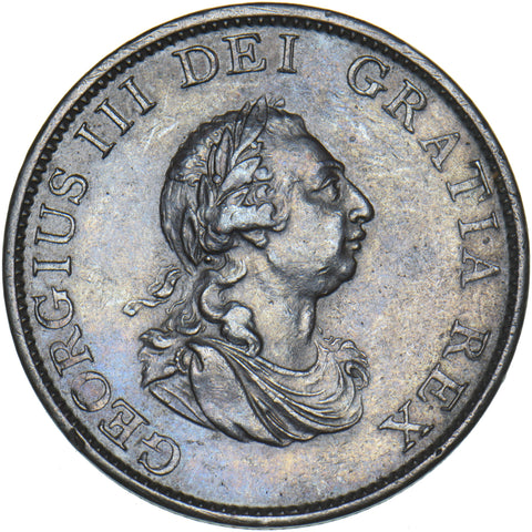 1799 Halfpenny - George III British Copper Coin - Very Nice