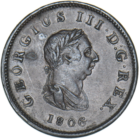 1806 Halfpenny - George III British Copper Coin - Nice