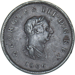 1806 Halfpenny - George III British Copper Coin - Nice