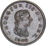 1806 Halfpenny - George III British Copper Coin - Nice