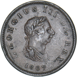 1807 Halfpenny - George III British Copper Coin - Nice