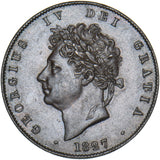 1827 Halfpenny - George IV British Copper Coin - Very Nice