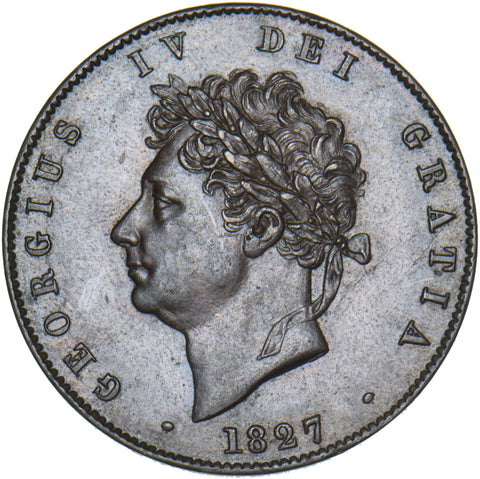 1827 Halfpenny - George IV British Copper Coin - Very Nice