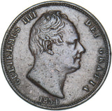1834 Halfpenny - William IV British Copper Coin - Nice