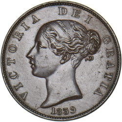 1839 Isle of Man Halfpenny - Victoria Copper Coin - Very Nice