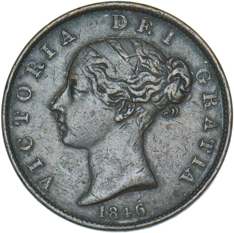 1846 Halfpenny - Victoria British Copper Coin - Nice