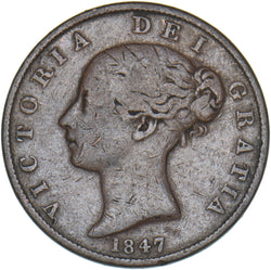 1847 Halfpenny - Victoria British Copper Coin