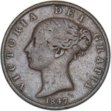 1847 Halfpenny - Victoria British Copper Coin