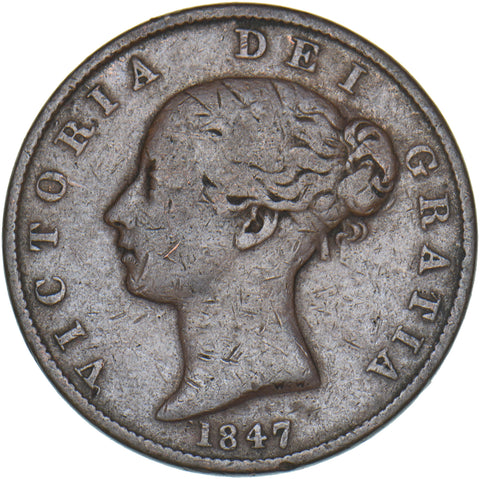 1847 Halfpenny - Victoria British Copper Coin
