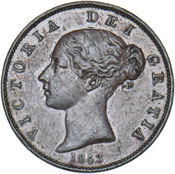 1853 Halfpenny - Victoria British Copper Coin - Nice