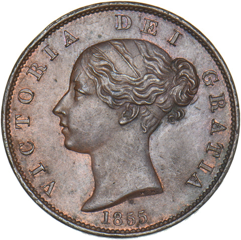 1855 Halfpenny - Victoria British Copper Coin - Very Nice